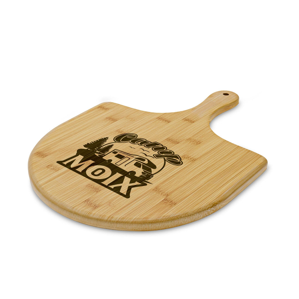Personalized Bamboo Pizza Peel – Engraved Camper 'Camp Moix' Design