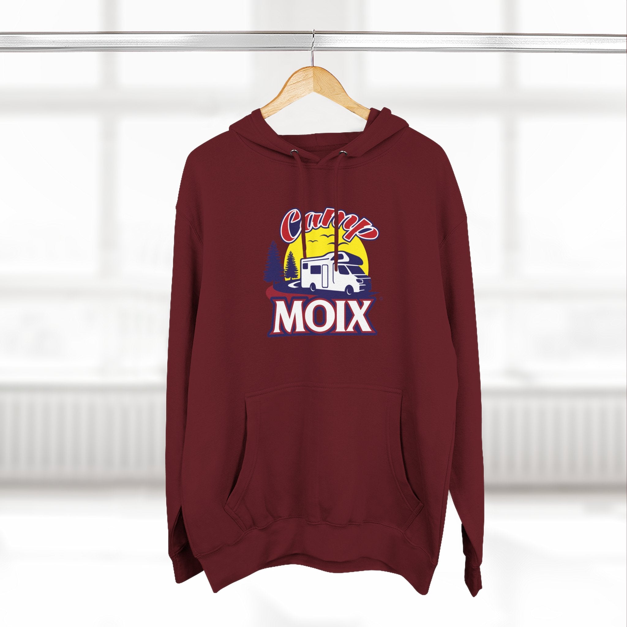 Camping Hoodie - 'Camp Moix' Retro RV Sunset Pullover